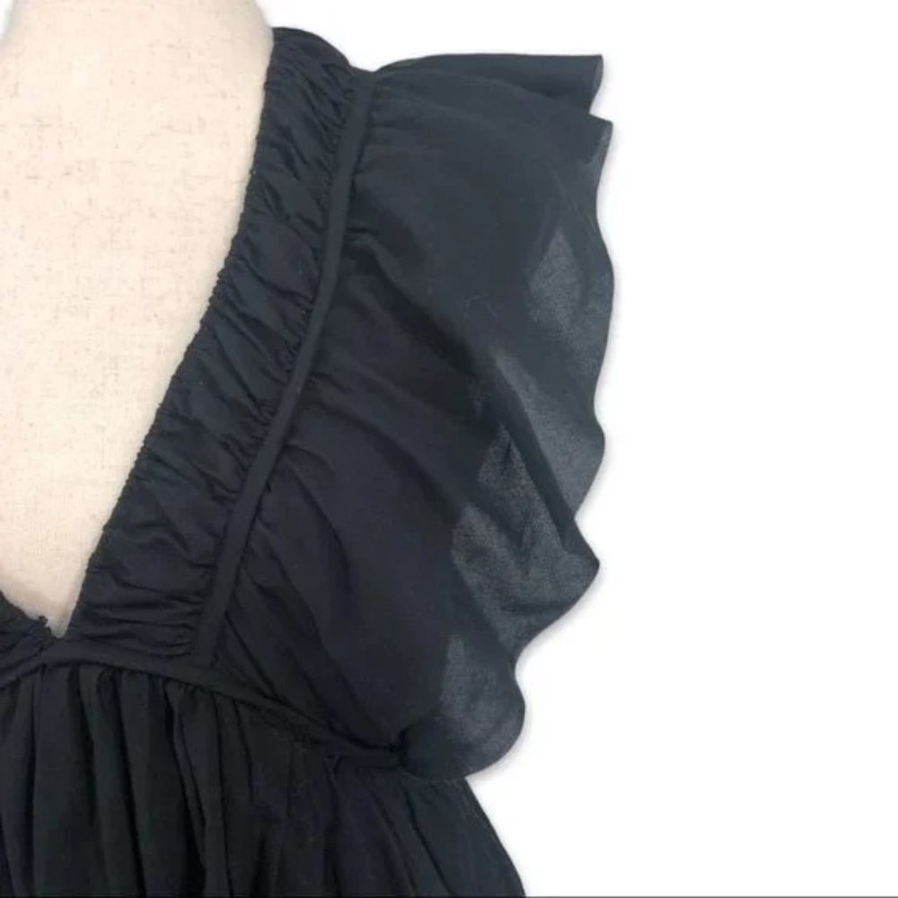 Tony Cohen Flutter Frill Sleeve Silk Blend Dress W/Pockets Size XS/2 - Picture 3 of 6